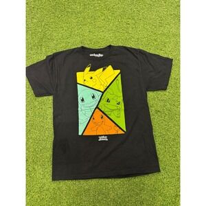 Pokemon We Love Fine Pikachu Squirtle Bulbasaur Charmander Black T-Shirt Mens L